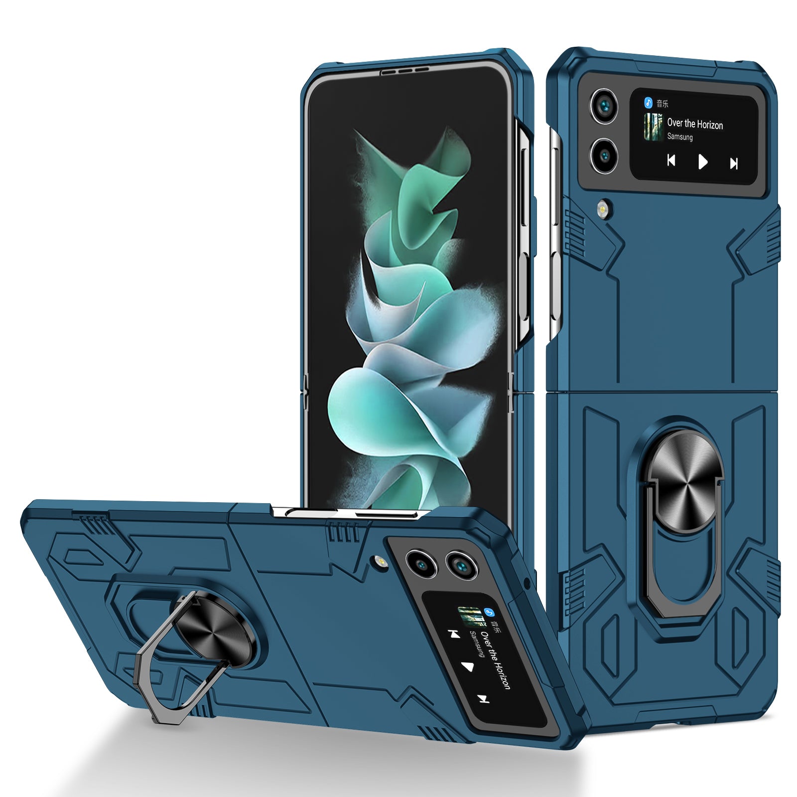 For Samsung Galaxy Z Flip4 5G Case Hard PC Ring Kickstand Phone Cover Support Magnetic Car Mount