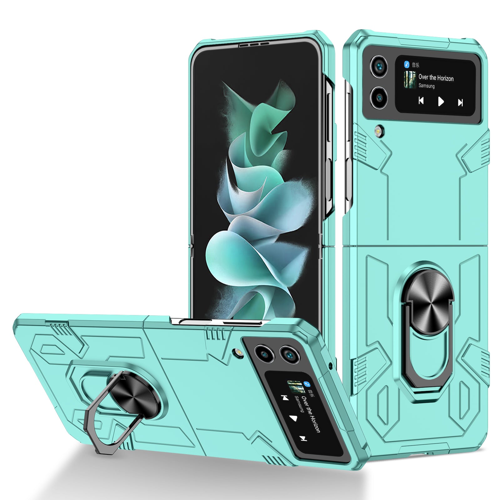 For Samsung Galaxy Z Flip4 5G Case Hard PC Ring Kickstand Phone Cover Support Magnetic Car Mount