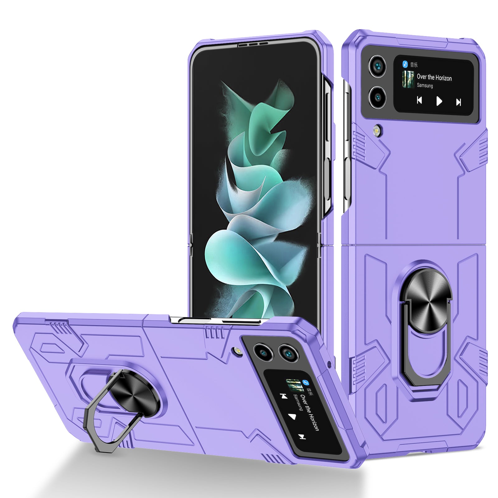 For Samsung Galaxy Z Flip4 5G Case Hard PC Ring Kickstand Phone Cover Support Magnetic Car Mount
