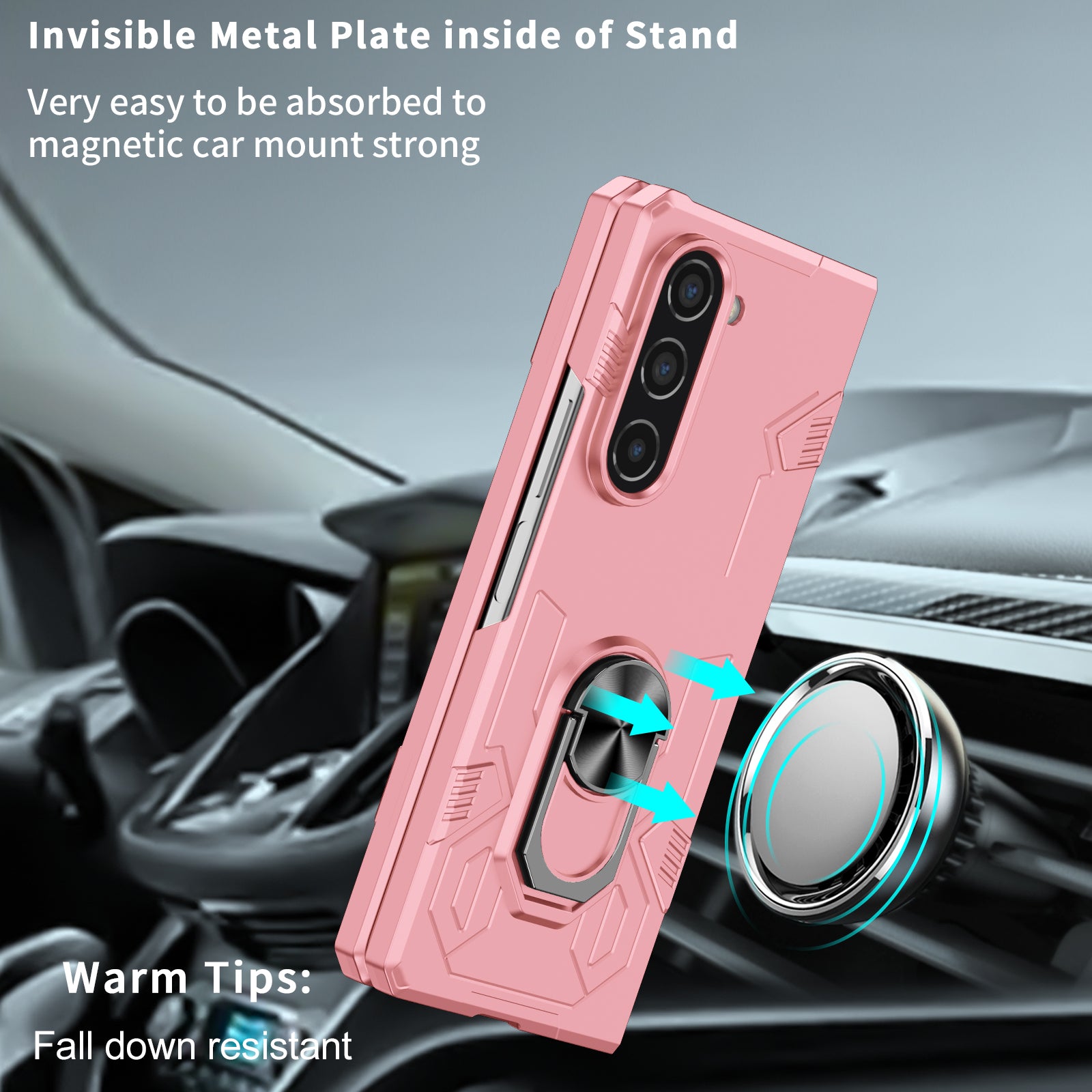 For Samsung Galaxy Z Fold5 5G Case Metal Kickstand Hard PC Phone Cover
