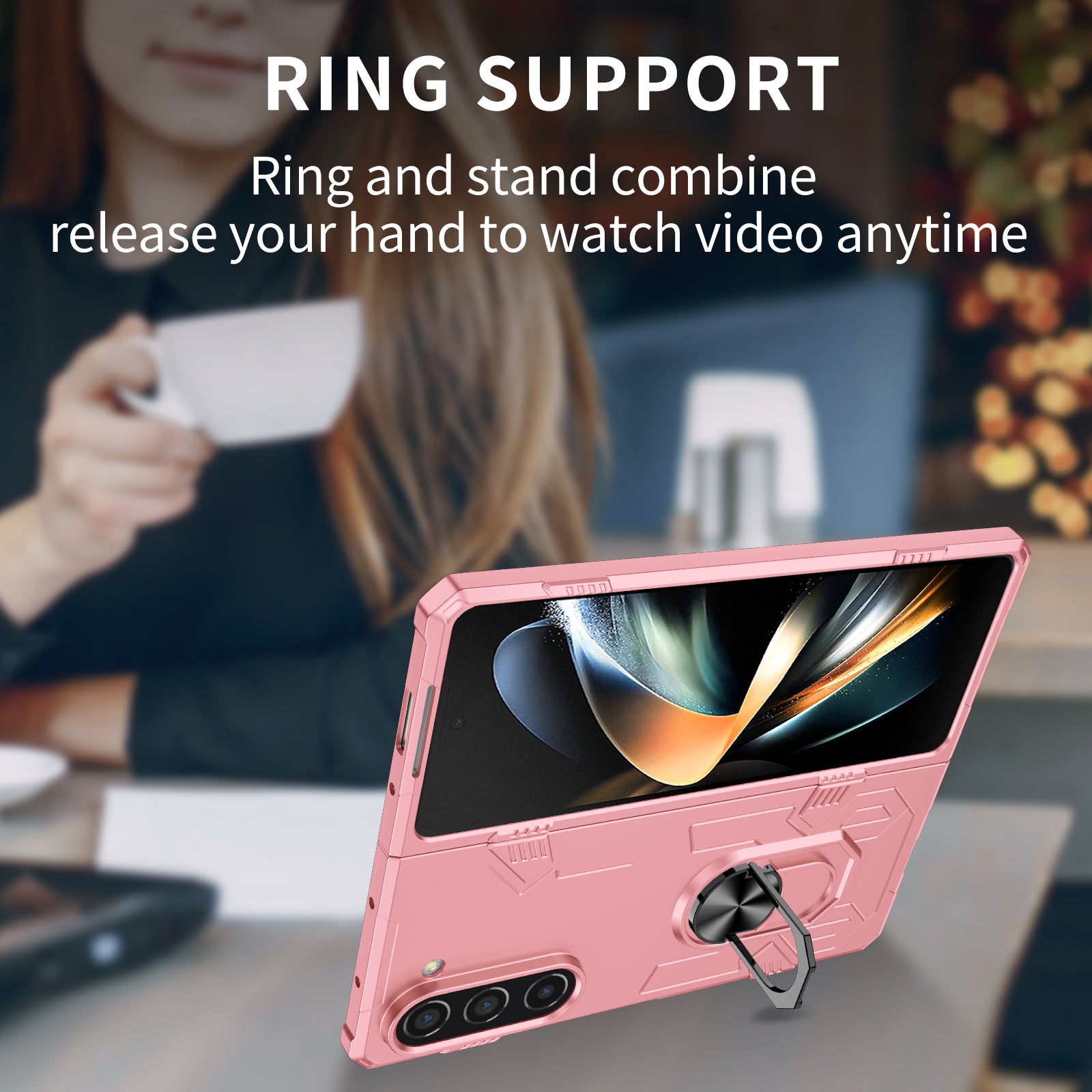 For Samsung Galaxy Z Fold5 5G Case Metal Kickstand Hard PC Phone Cover
