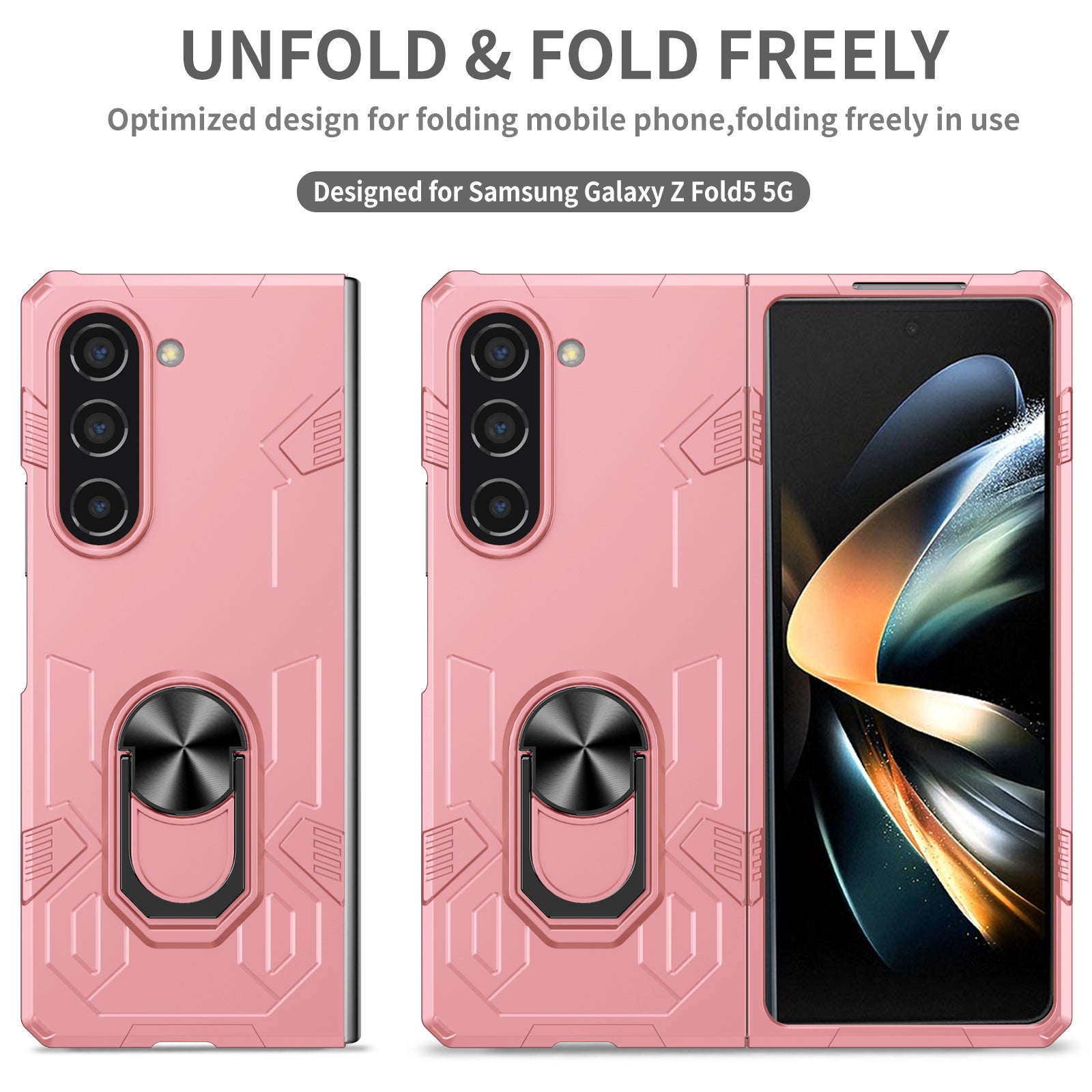 For Samsung Galaxy Z Fold5 5G Case Metal Kickstand Hard PC Phone Cover