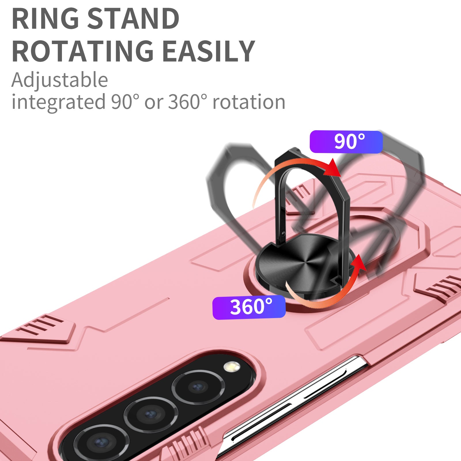 For Samsung Galaxy Z Fold4 5G Case Rotate Ring Kickstand Hard PC Protective Phone Cover