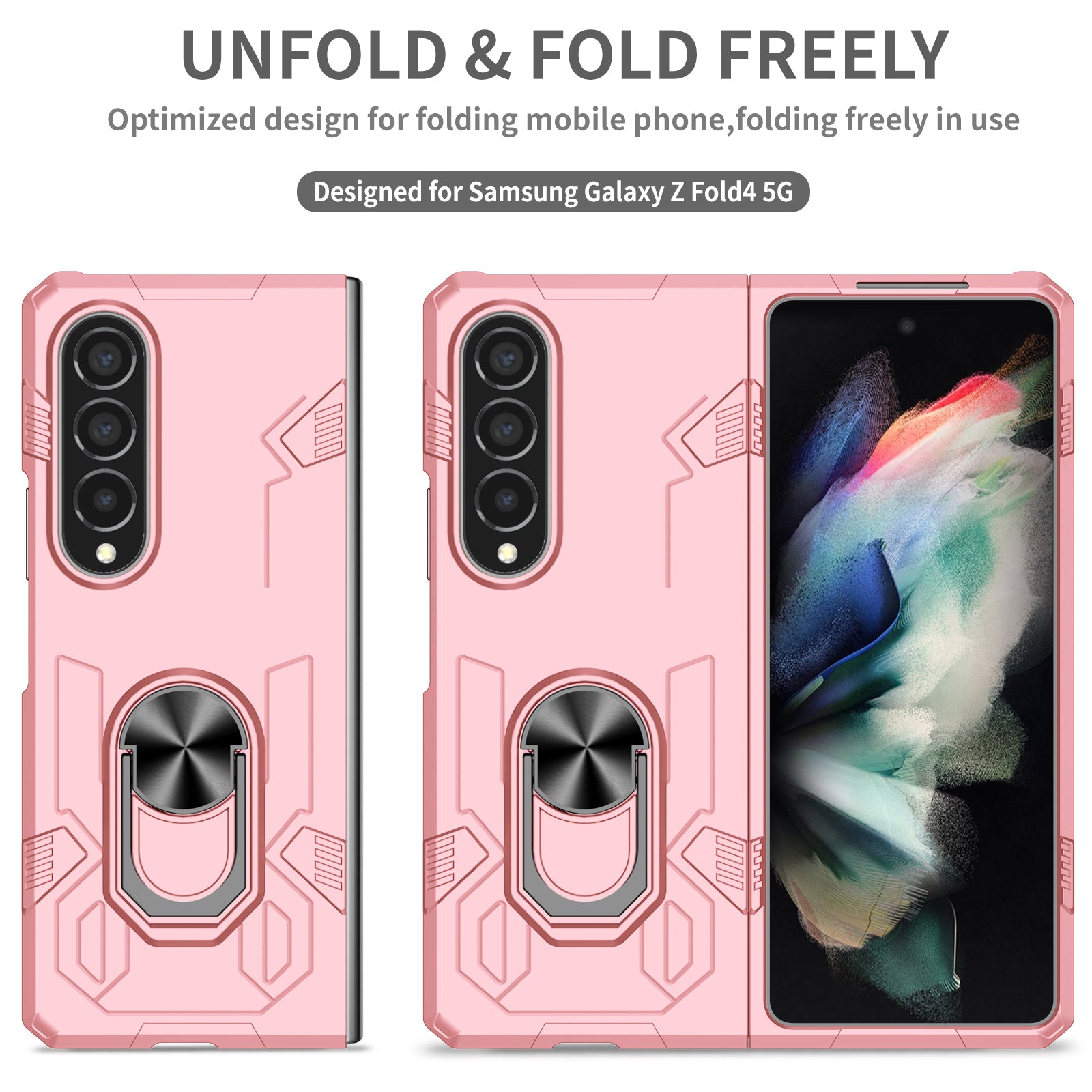 For Samsung Galaxy Z Fold4 5G Case Rotate Ring Kickstand Hard PC Protective Phone Cover