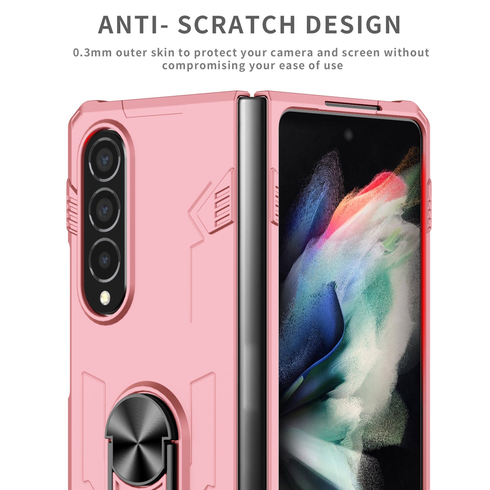 For Samsung Galaxy Z Fold4 5G Case Rotate Ring Kickstand Hard PC Protective Phone Cover