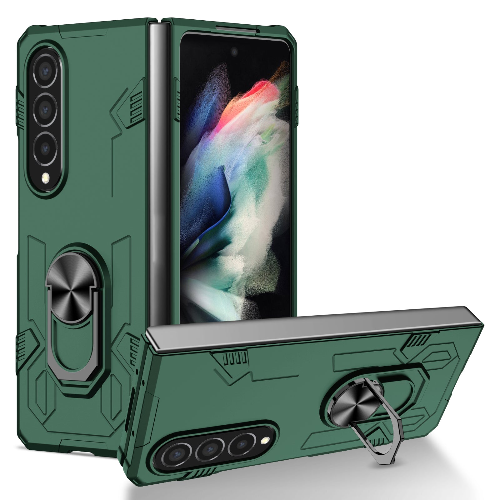For Samsung Galaxy Z Fold4 5G Case Rotate Ring Kickstand Hard PC Protective Phone Cover