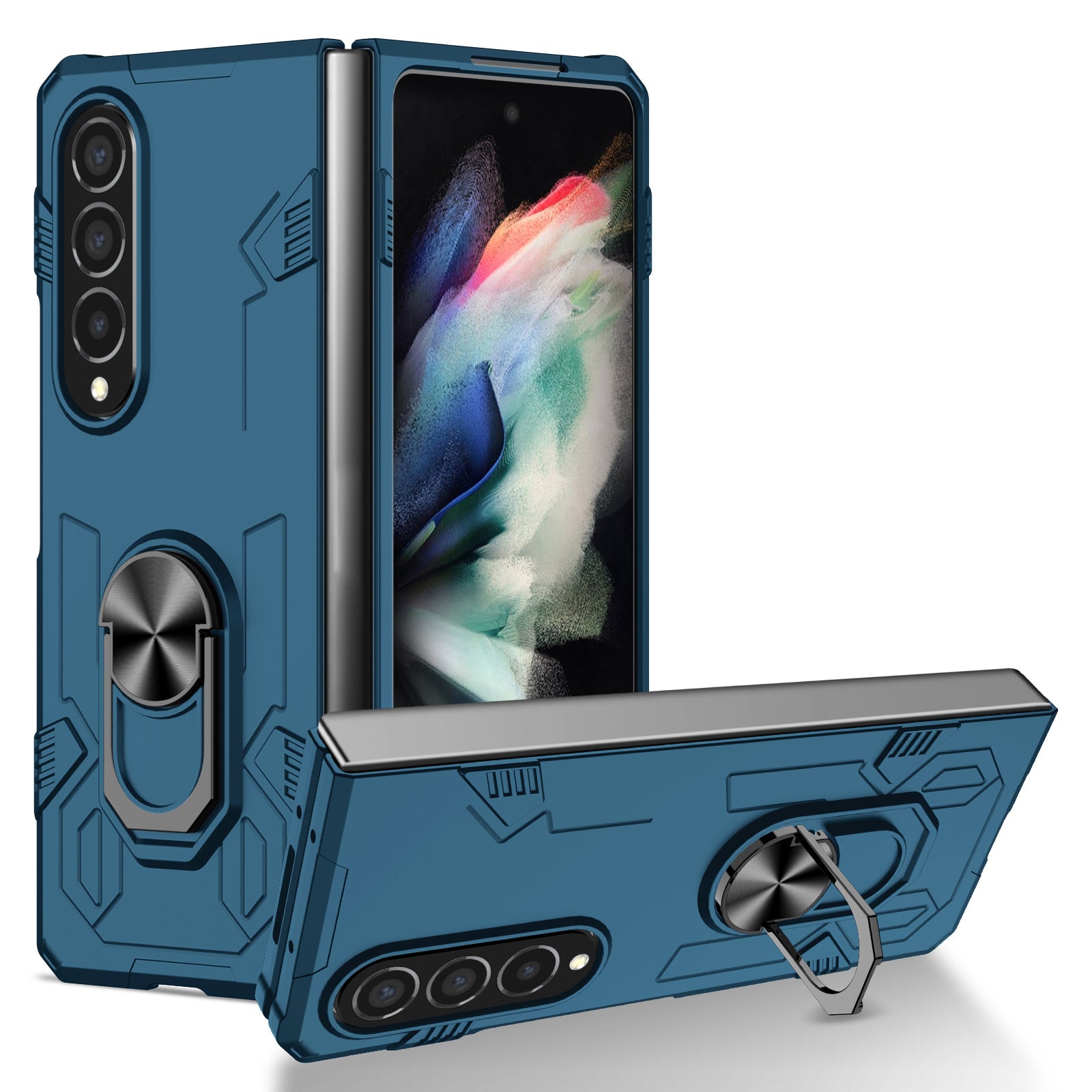 For Samsung Galaxy Z Fold4 5G Case Rotate Ring Kickstand Hard PC Protective Phone Cover