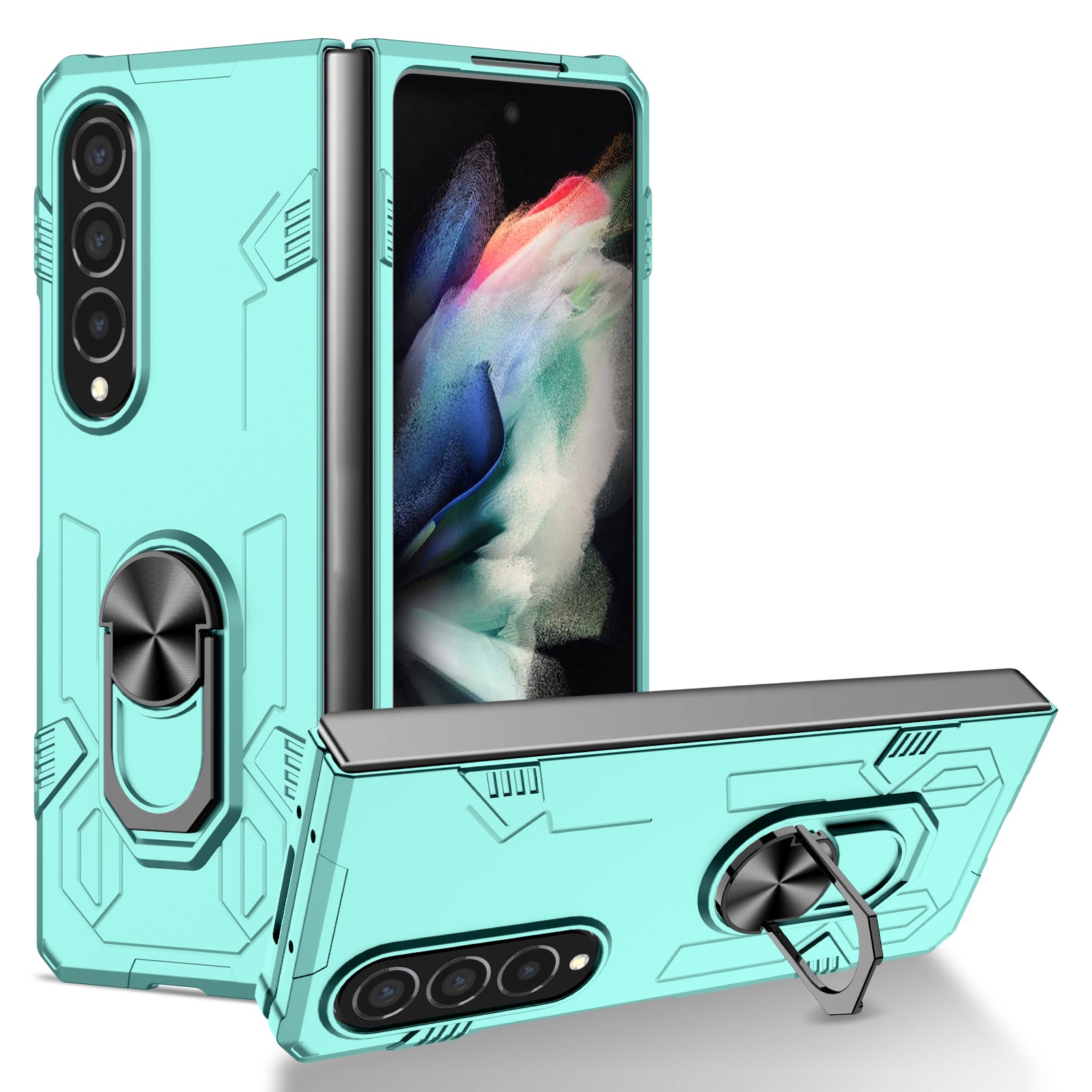 For Samsung Galaxy Z Fold4 5G Case Rotate Ring Kickstand Hard PC Protective Phone Cover