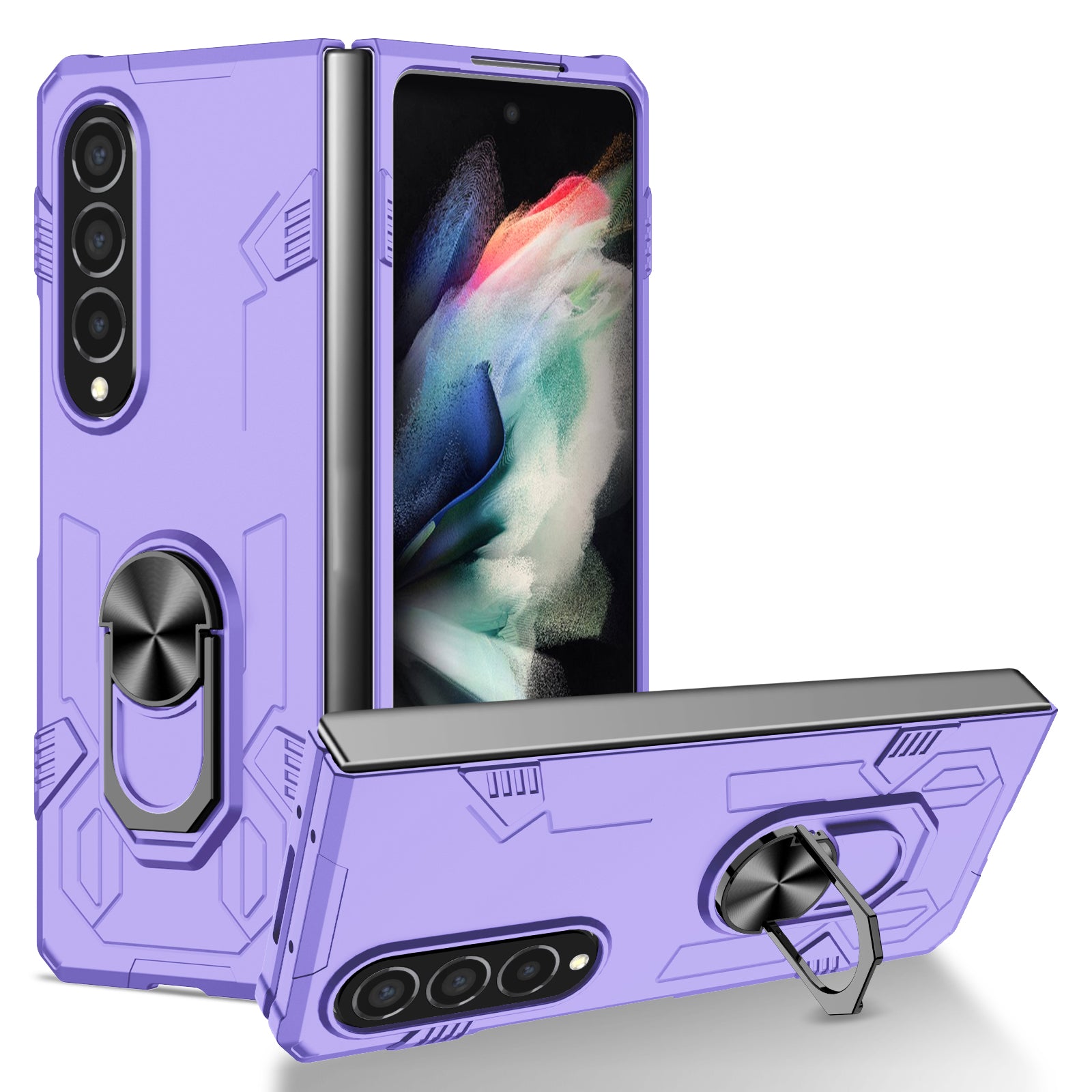 For Samsung Galaxy Z Fold4 5G Case Rotate Ring Kickstand Hard PC Protective Phone Cover