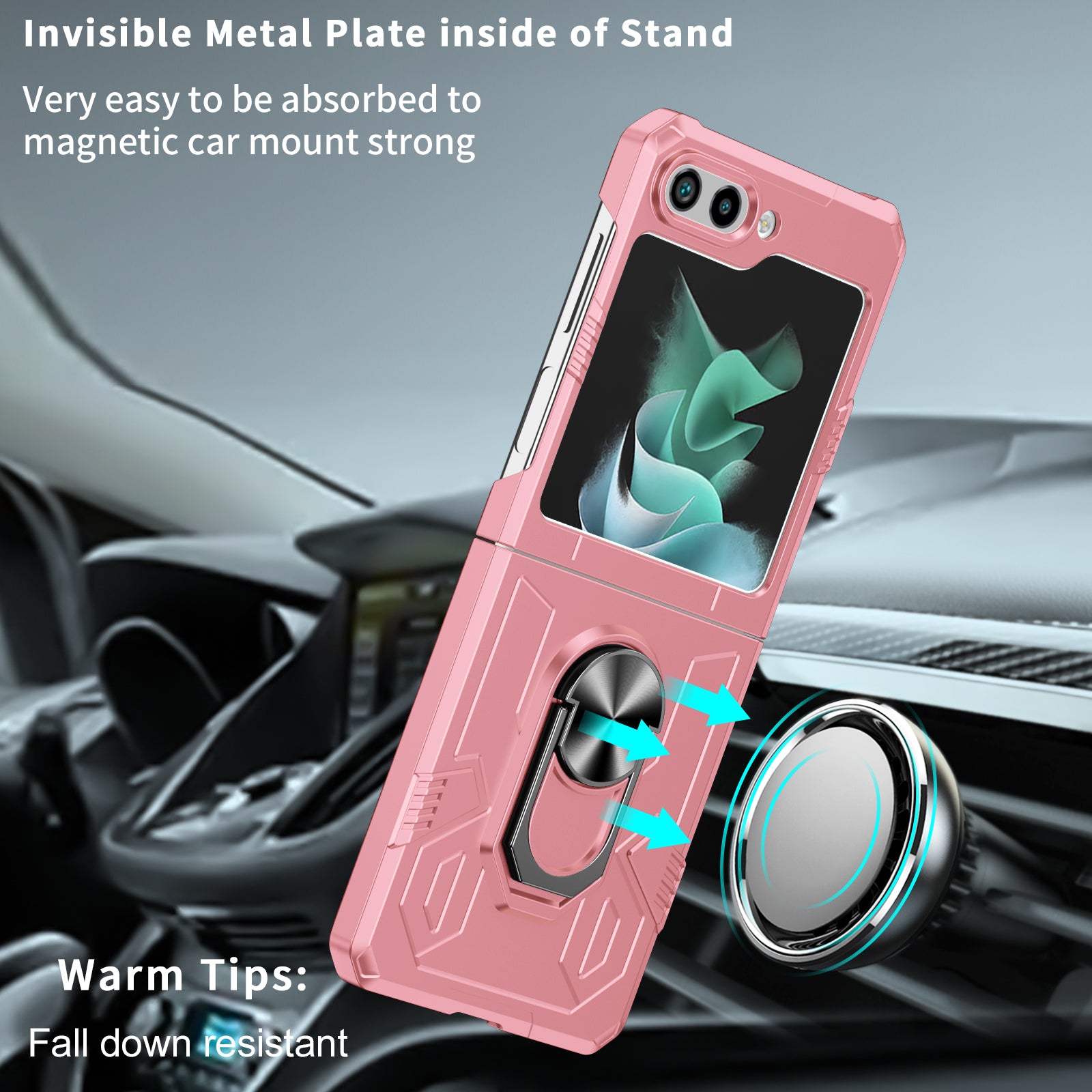 For Samsung Galaxy Z Flip5 5G Case Shockproof Hard PC Phone Cover with Metal Kickstand
