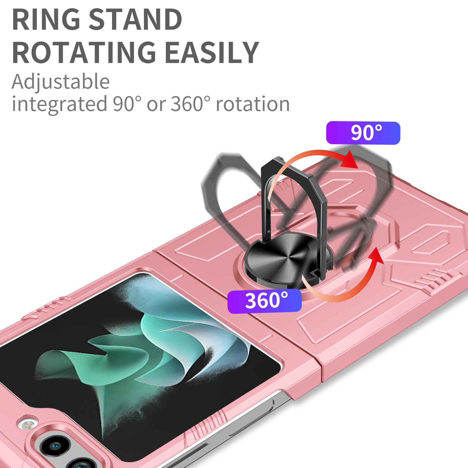 For Samsung Galaxy Z Flip5 5G Case Shockproof Hard PC Phone Cover with Metal Kickstand