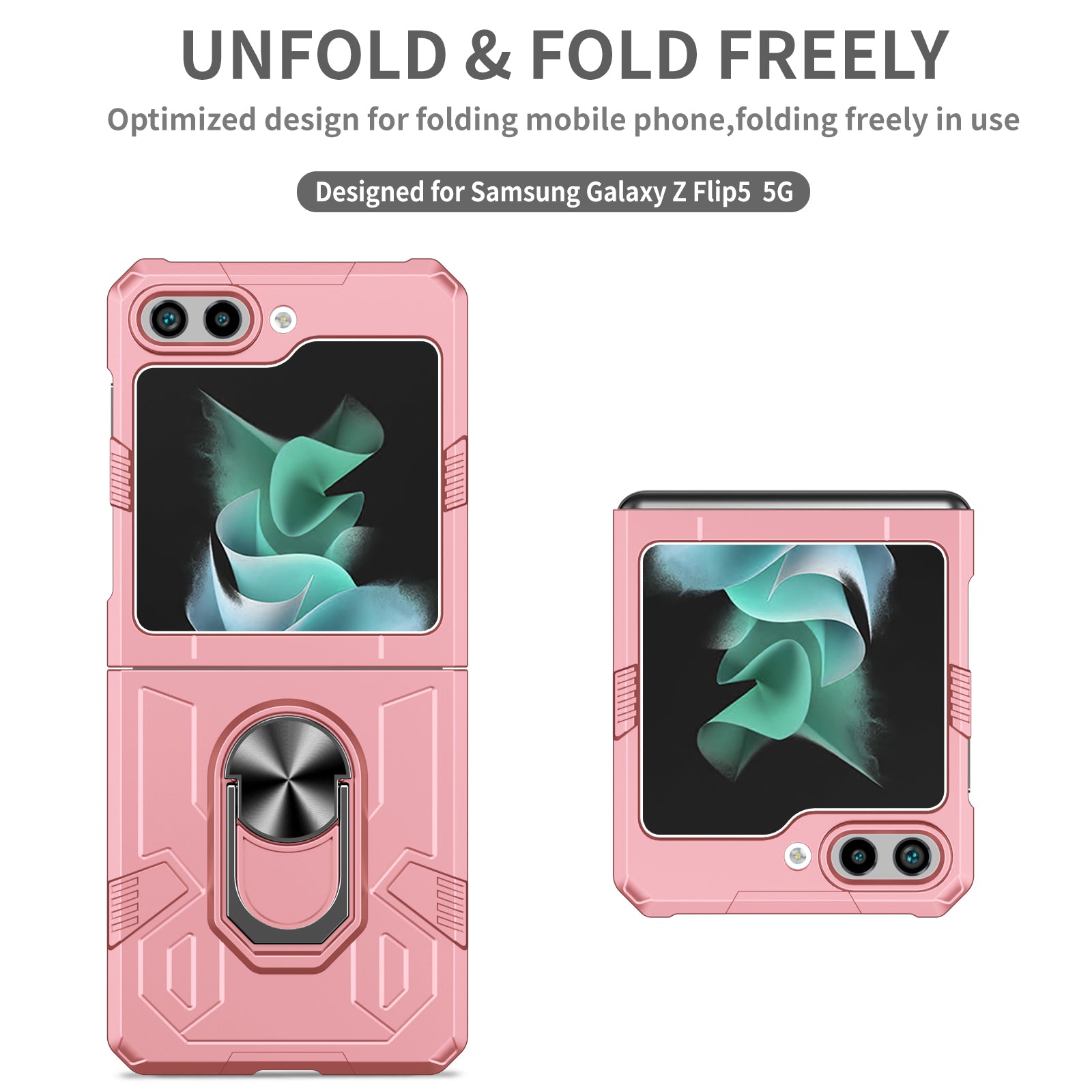 For Samsung Galaxy Z Flip5 5G Case Shockproof Hard PC Phone Cover with Metal Kickstand