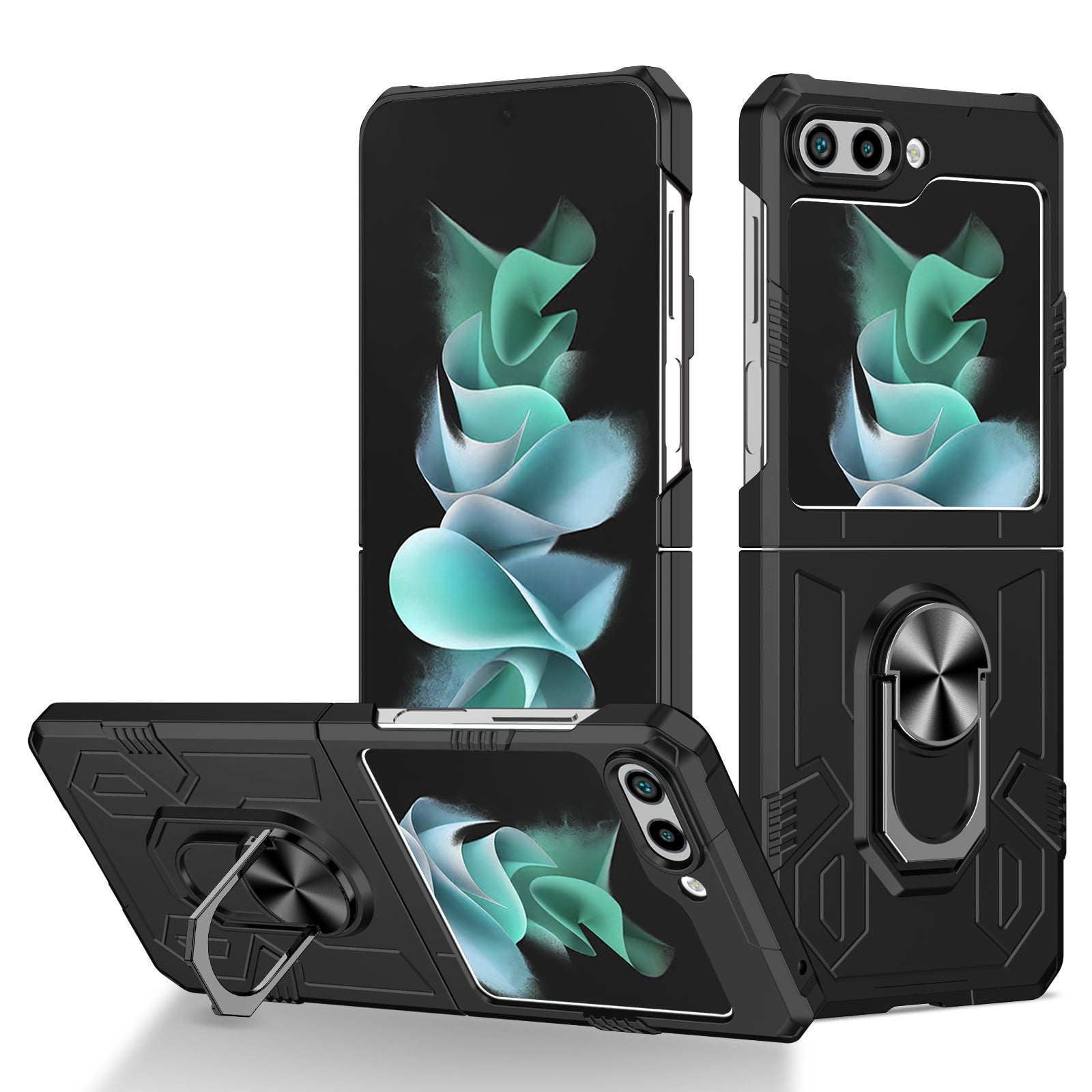 For Samsung Galaxy Z Flip5 5G Case Shockproof Hard PC Phone Cover with Metal Kickstand