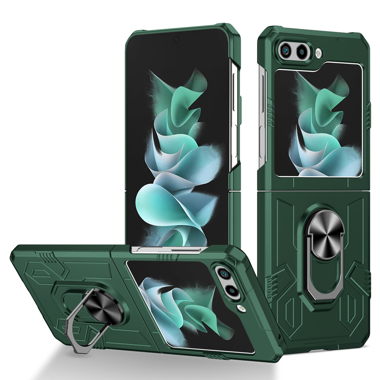 For Samsung Galaxy Z Flip5 5G Case Shockproof Hard PC Phone Cover with Metal Kickstand