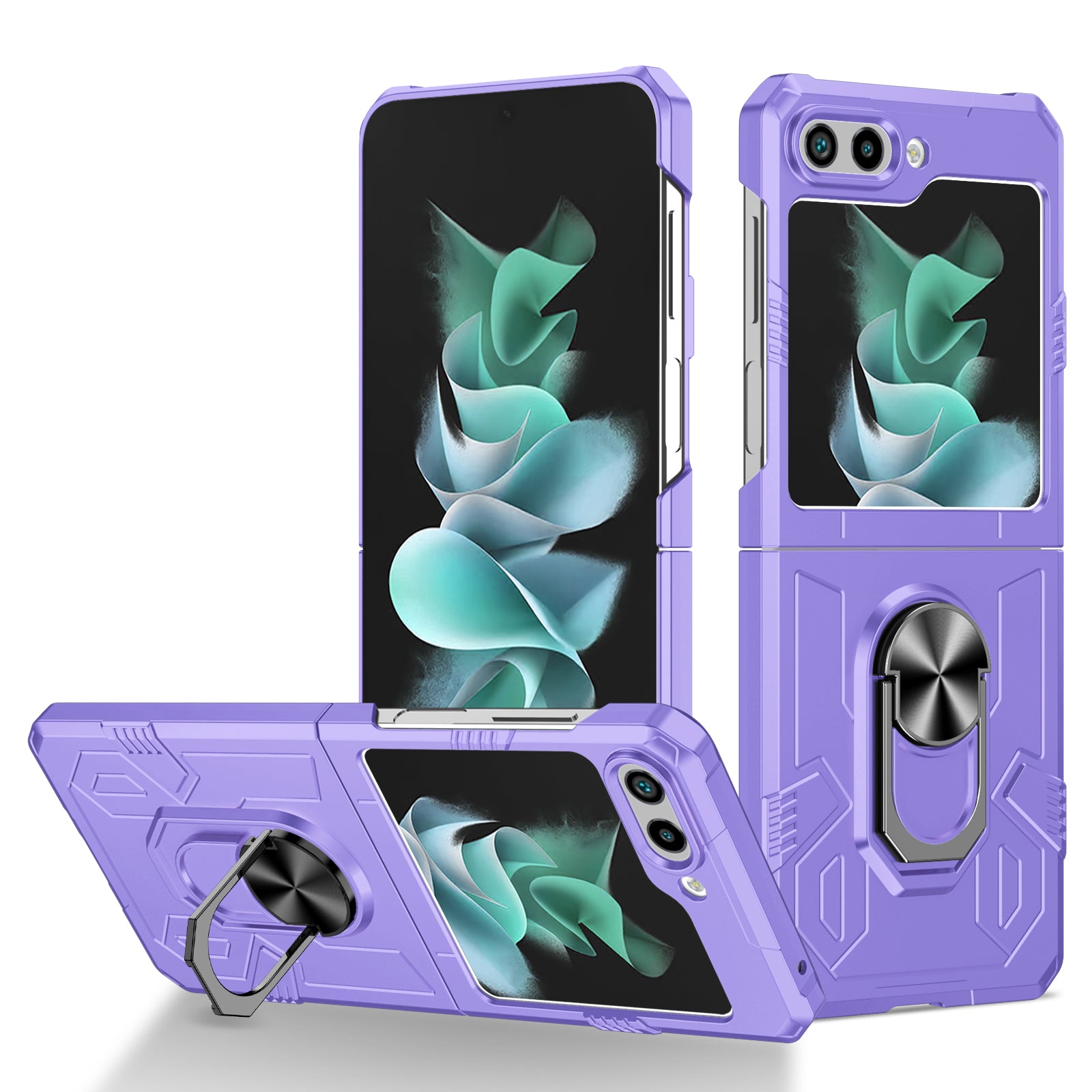 For Samsung Galaxy Z Flip5 5G Case Shockproof Hard PC Phone Cover with Metal Kickstand