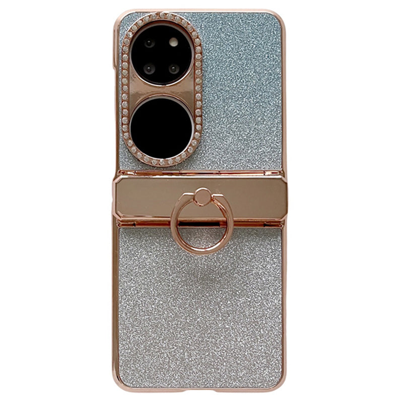 For Huawei P50 Pocket Glitter Design Ring Kickstand Hard PC Phone Cover