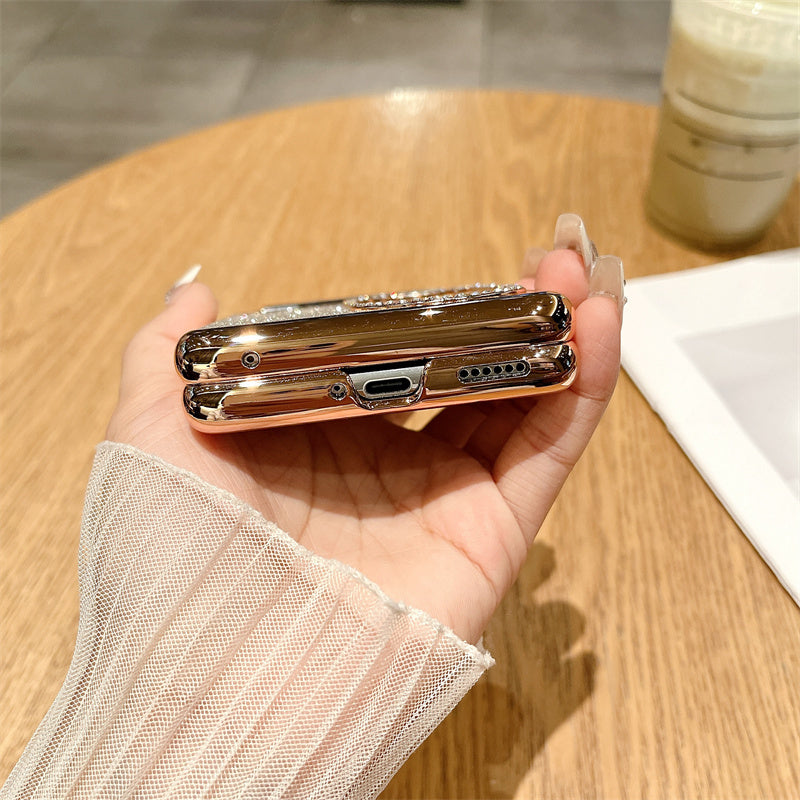 For Huawei Pocket 2 Phone Cover Glitter Design Hard PC Case with Ring Kickstand