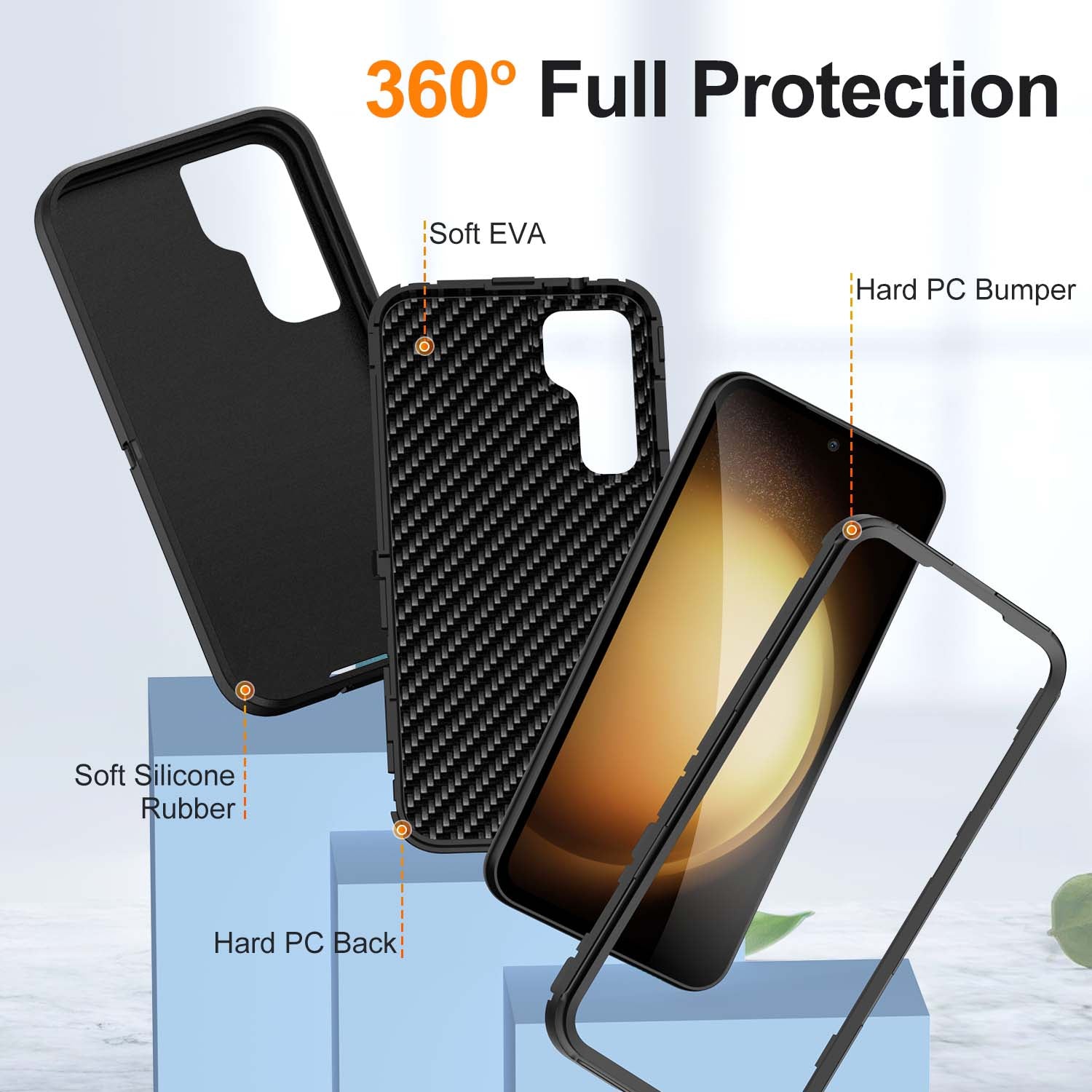 For Samsung Galaxy S23 FE Case PC+TPU+PC Drop-proof Protective Phone Cover