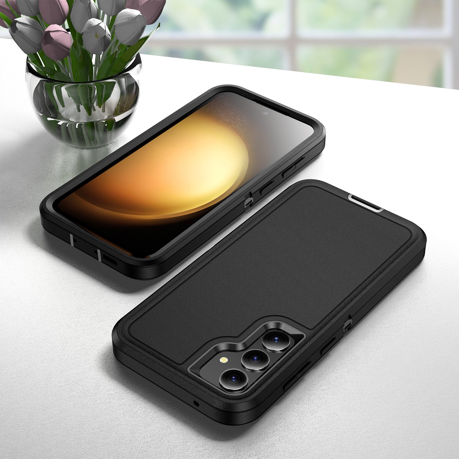 For Samsung Galaxy S23 FE Case PC+TPU+PC Drop-proof Protective Phone Cover