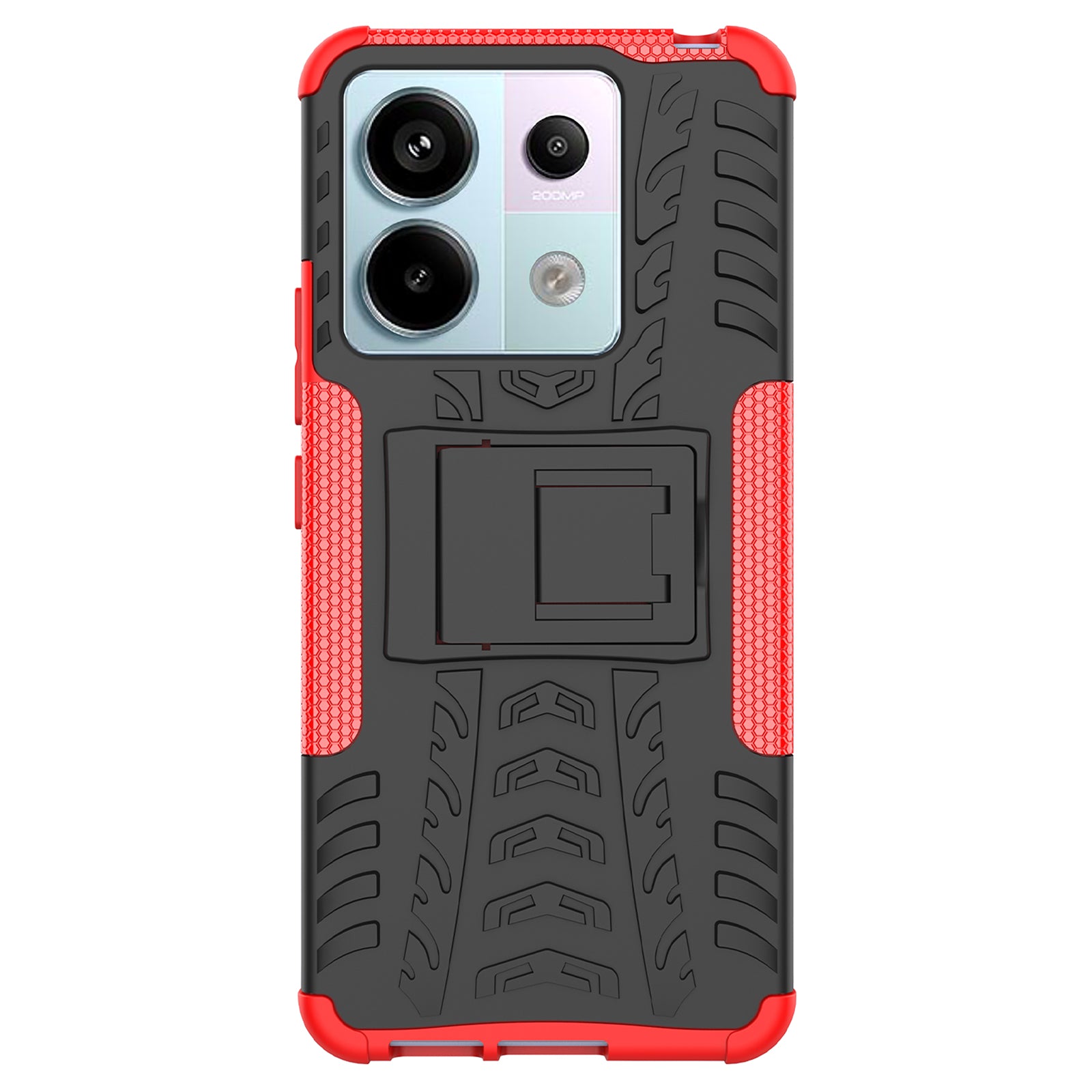 For Xiaomi Redmi Note 13 Pro 5G / Poco X6 5G Case PC+TPU Tyre Pattern Phone Cover with Kickstand