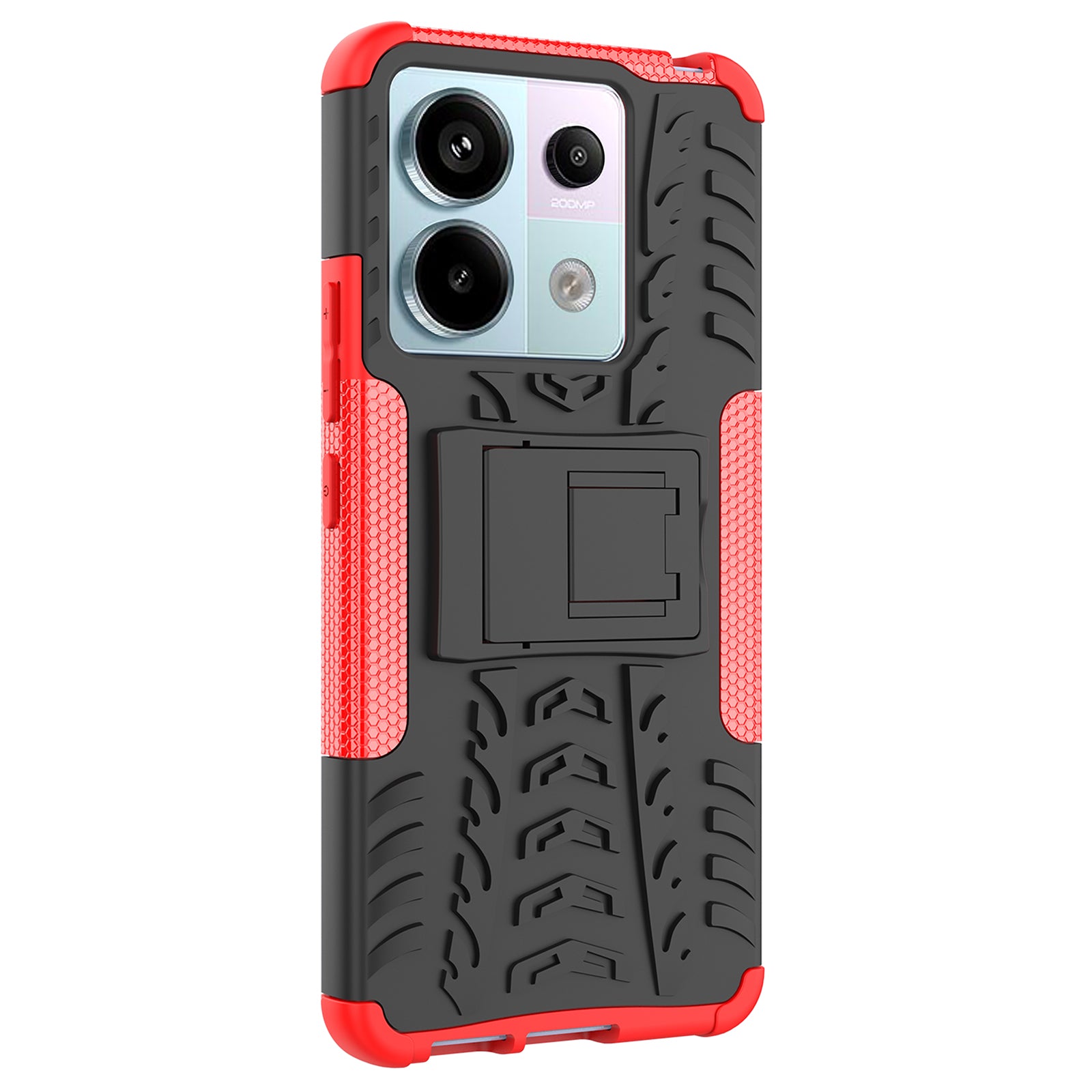 For Xiaomi Redmi Note 13 Pro 5G / Poco X6 5G Case PC+TPU Tyre Pattern Phone Cover with Kickstand