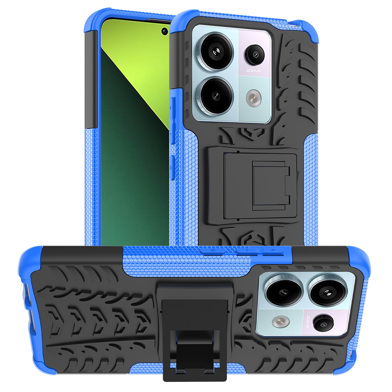 For Xiaomi Redmi Note 13 Pro 5G / Poco X6 5G Case PC+TPU Tyre Pattern Phone Cover with Kickstand
