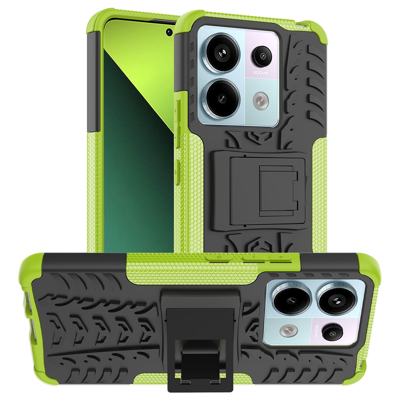 For Xiaomi Redmi Note 13 Pro 5G / Poco X6 5G Case PC+TPU Tyre Pattern Phone Cover with Kickstand