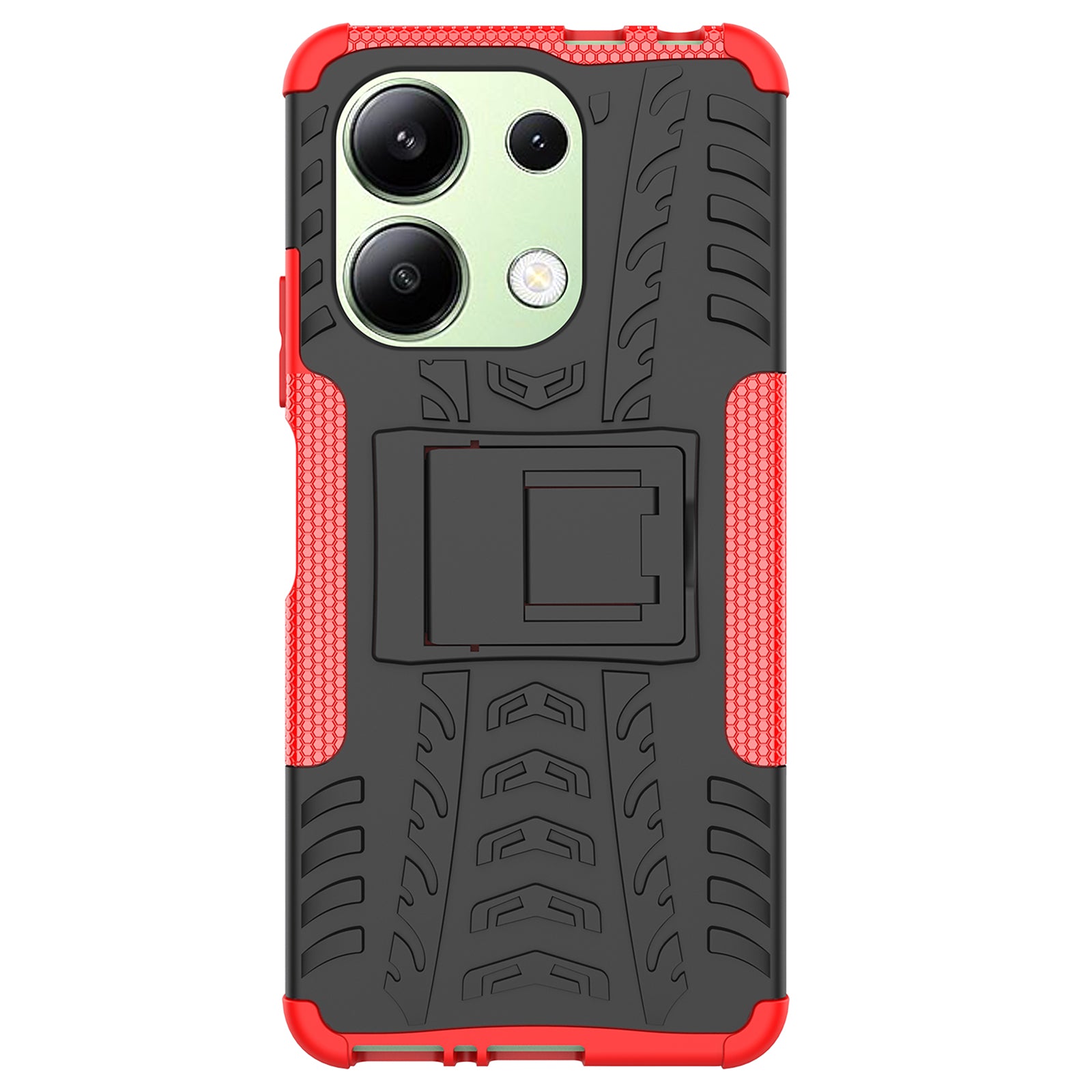 For Xiaomi Redmi Note 13 4G Kickstand Case PC+TPU Tyre Pattern Protective Phone Cover