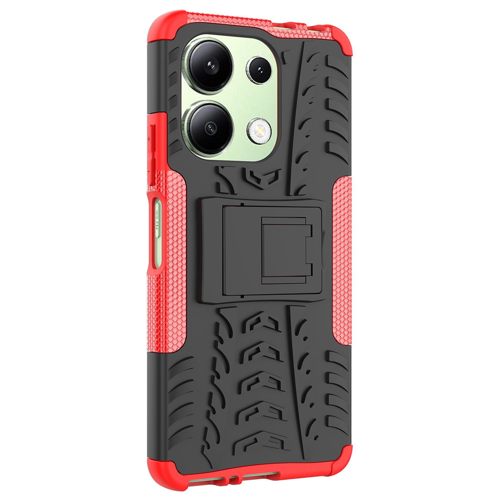 For Xiaomi Redmi Note 13 4G Kickstand Case PC+TPU Tyre Pattern Protective Phone Cover