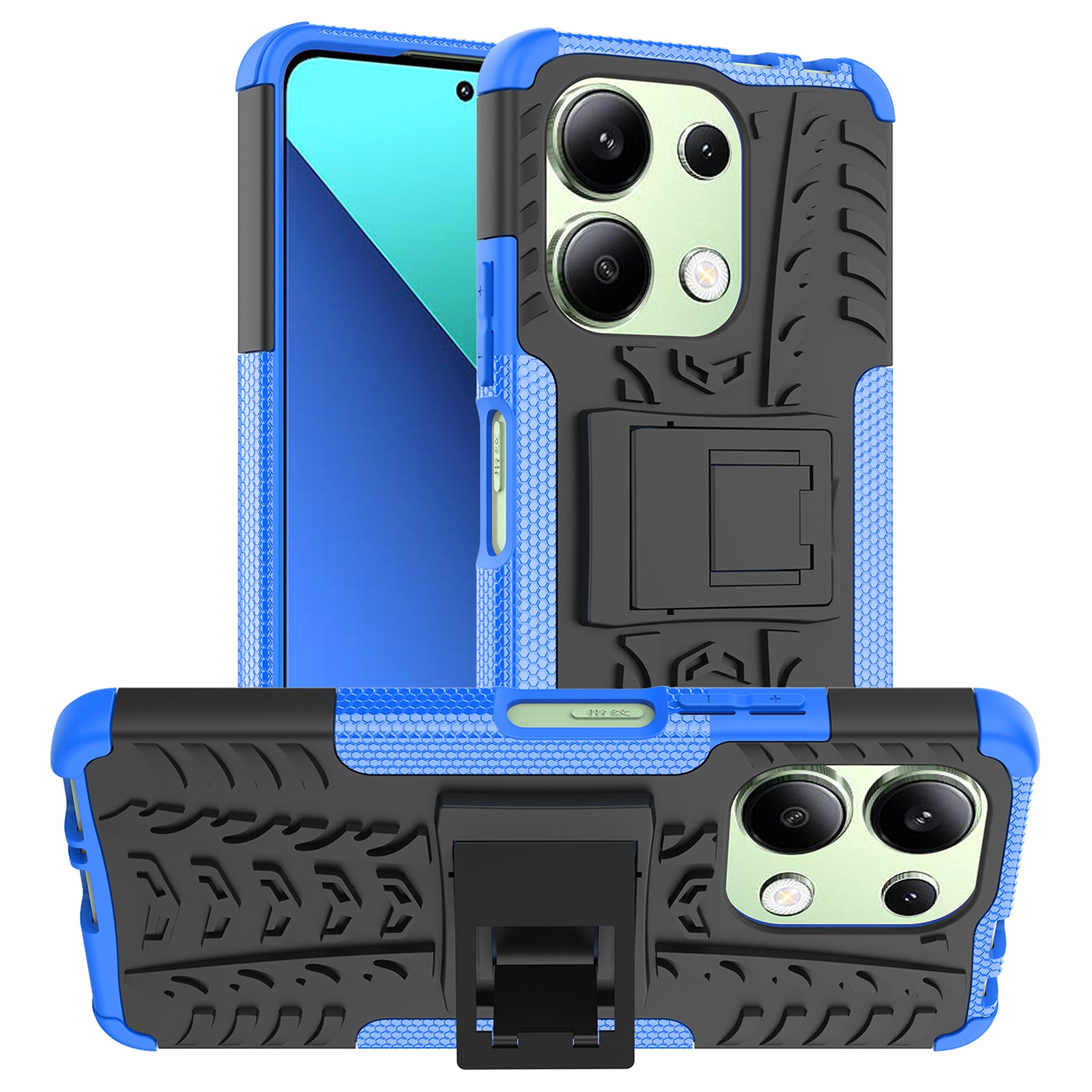 For Xiaomi Redmi Note 13 4G Kickstand Case PC+TPU Tyre Pattern Protective Phone Cover