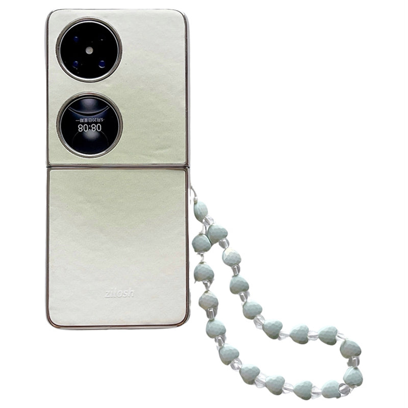 For Huawei P50 Pocket / Pocket 2 Case Hard PC Folding Phone Cover with Beads Hand Strap