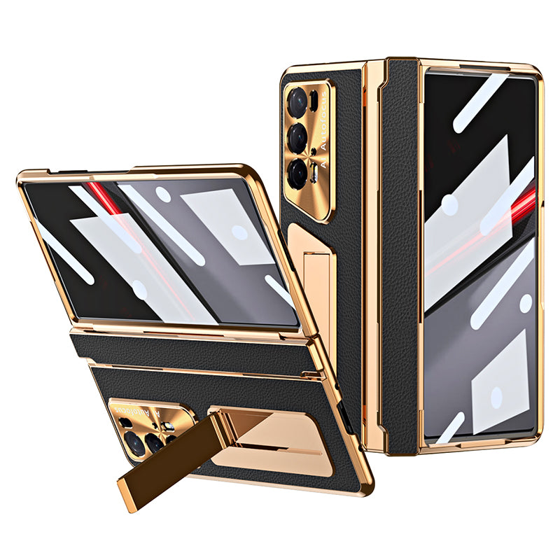 For Honor Magic V2 5G / V2 RSR Porsche Design Phone Case Leather+PC Cover with Tempered Glass Film
