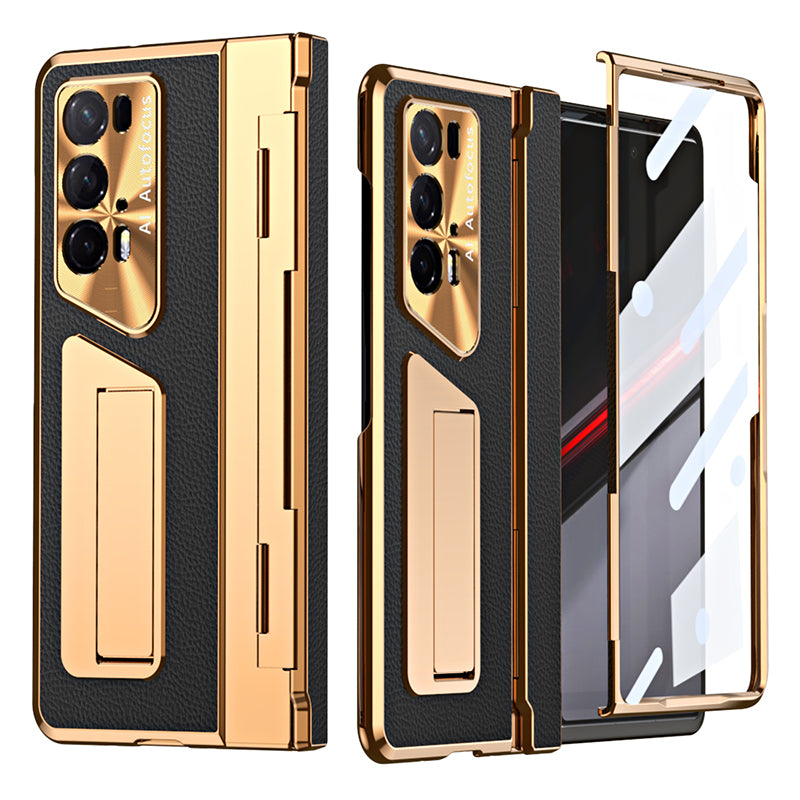 For Honor Magic V2 5G / V2 RSR Porsche Design Phone Case Leather+PC Cover with Tempered Glass Film
