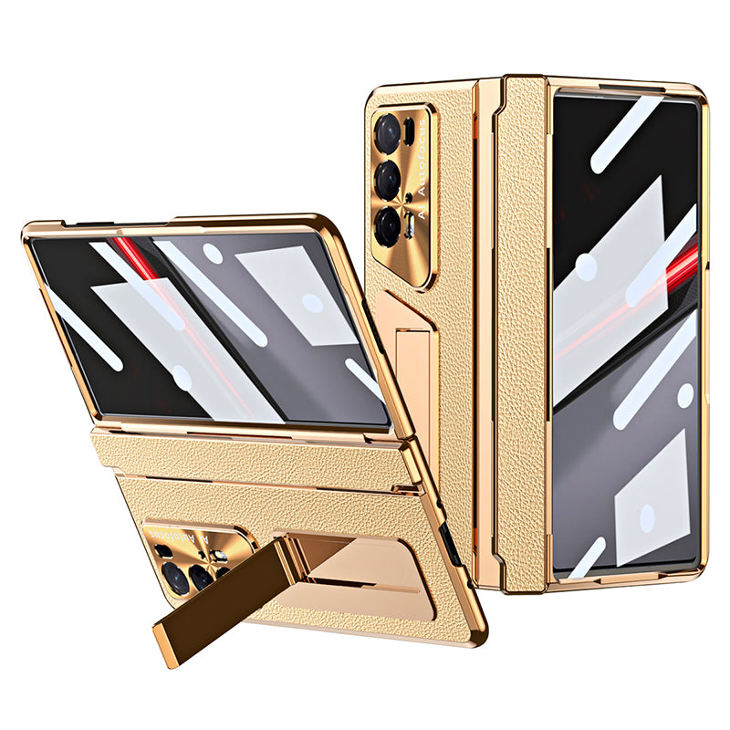 For Honor Magic V2 5G / V2 RSR Porsche Design Phone Case Leather+PC Cover with Tempered Glass Film