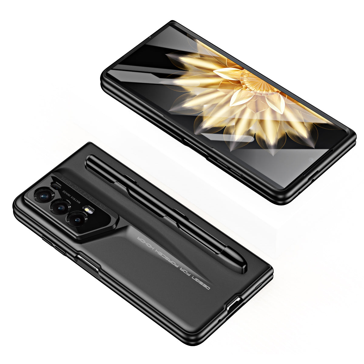 918 Series for Honor Magic V2 RSR Porsche Design Case Hard PC Phone Cover with Tempered Glass Film / Stylus