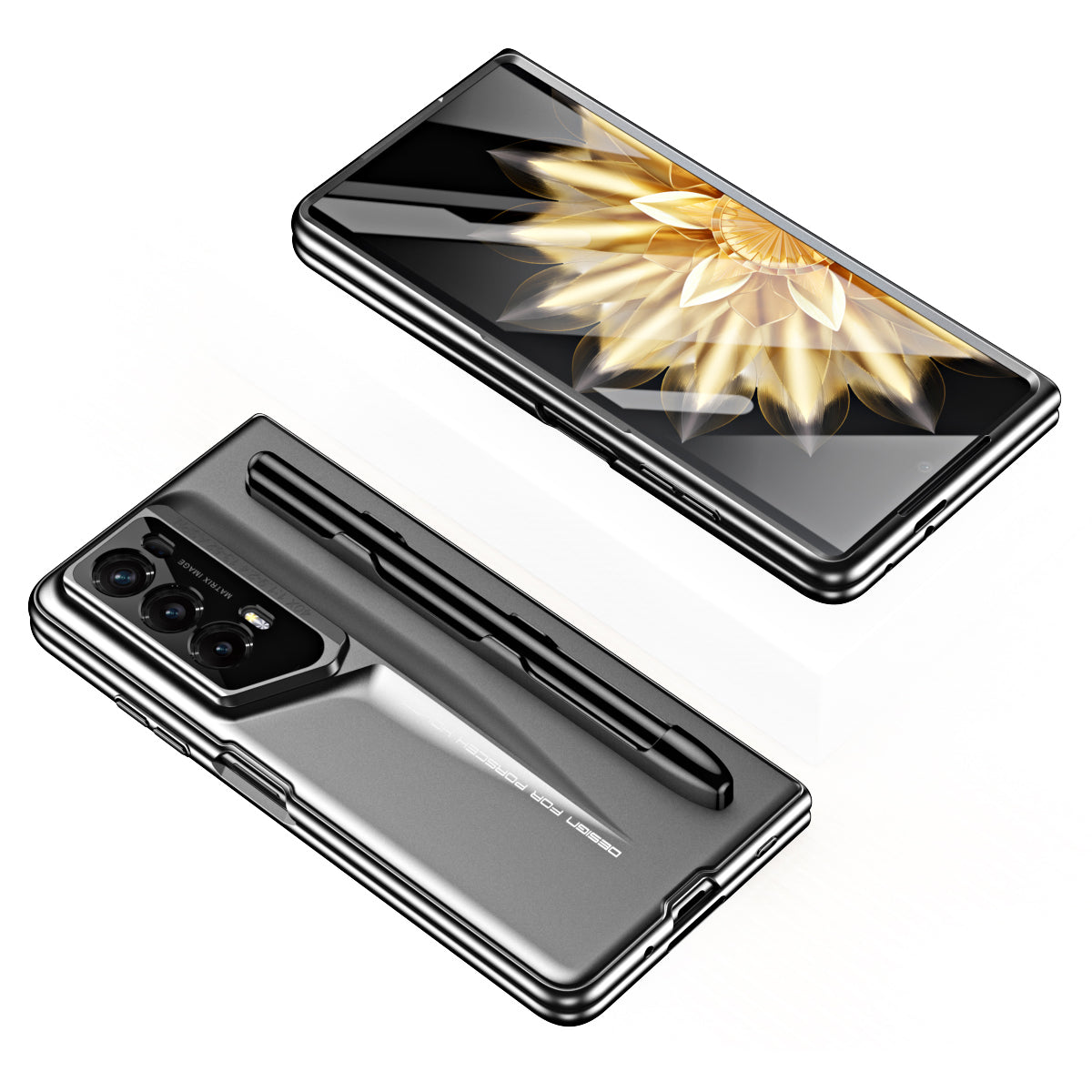 918 Series for Honor Magic V2 RSR Porsche Design Case Hard PC Phone Cover with Tempered Glass Film / Stylus