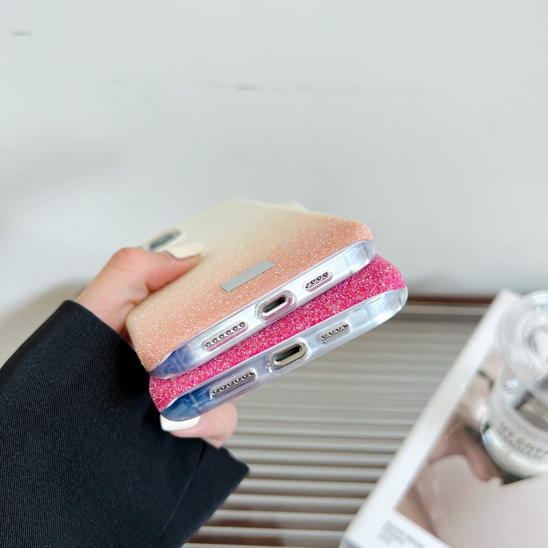 VESCENT For iPhone 12 Pro Max Cover PC+TPU Phone Case Glittery Powder Gradient Color Design