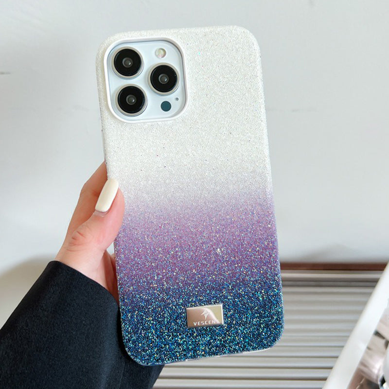 VESCENT For iPhone 14 Pro Max Shockproof Gradient Phone Case PC+TPU Phone Shell with Glittery Powder Decor