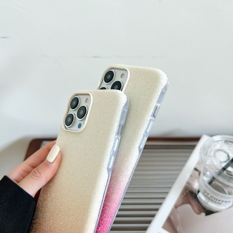 VESCENT For iPhone 14 Pro Max Shockproof Gradient Phone Case PC+TPU Phone Shell with Glittery Powder Decor