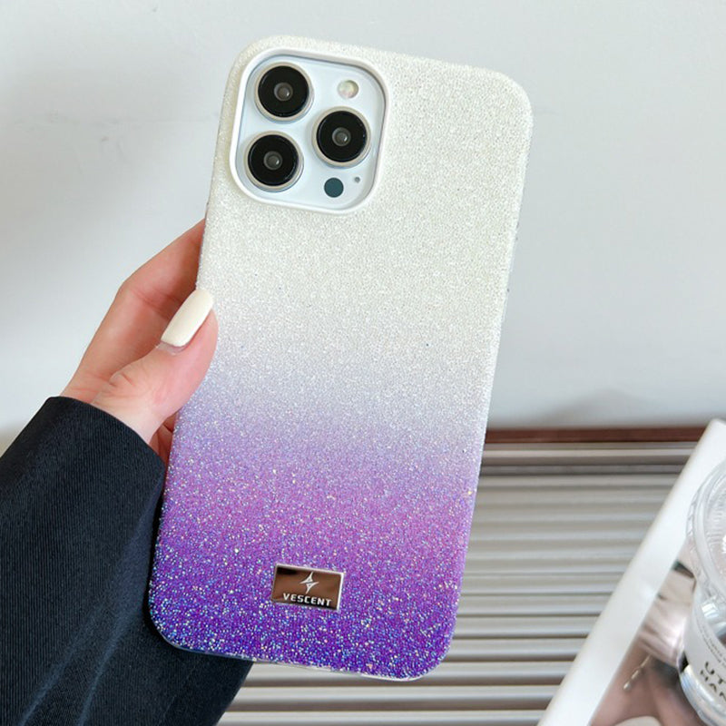 VESCENT For iPhone 14 Pro Max Shockproof Gradient Phone Case PC+TPU Phone Shell with Glittery Powder Decor
