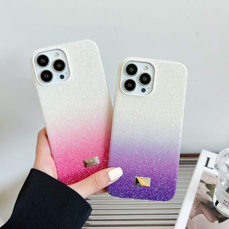 VESCENT For iPhone 14 Pro Case Gradient Color PC+TPU Phone Shell Glittery Rhinestone Design