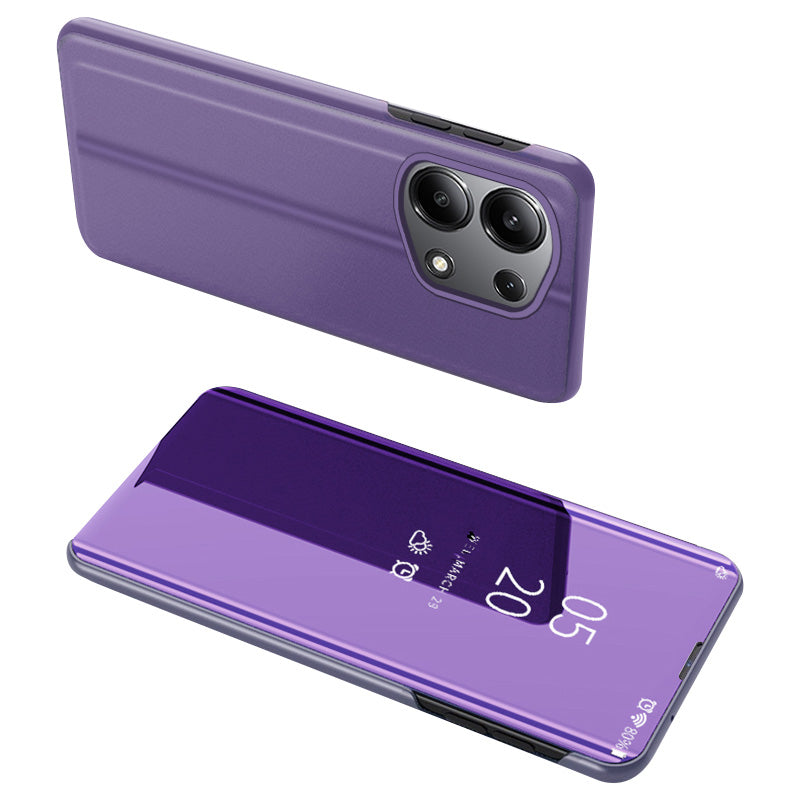 For Xiaomi Redmi Note 13 Pro 4G / Poco M6 Pro 4G Leather Case Mirror Design View Window Stand Phone Cover