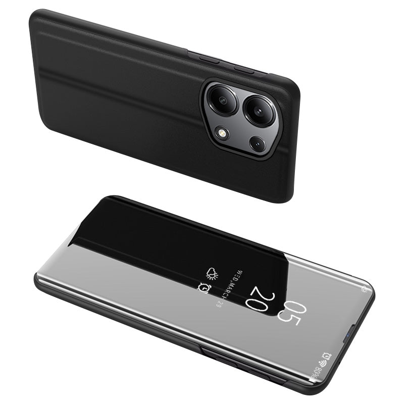 For Xiaomi Redmi Note 13 Pro 4G / Poco M6 Pro 4G Leather Case Mirror Design View Window Stand Phone Cover