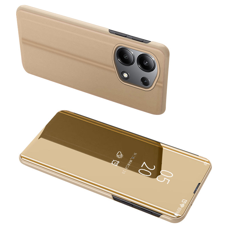 For Xiaomi Redmi Note 13 Pro 4G / Poco M6 Pro 4G Leather Case Mirror Design View Window Stand Phone Cover