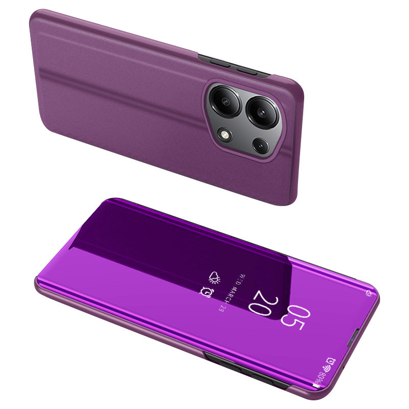 For Xiaomi Redmi Note 13 Pro 4G / Poco M6 Pro 4G Leather Case Mirror Design View Window Stand Phone Cover
