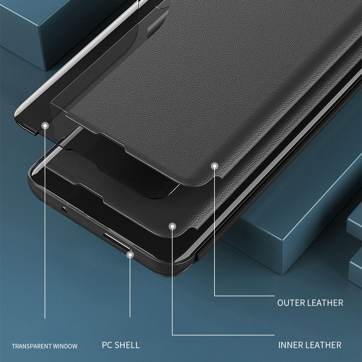 For Xiaomi Redmi Note 13 Pro 4G / Poco M6 Pro 4G Case PU Leather View Window Stand Phone Cover