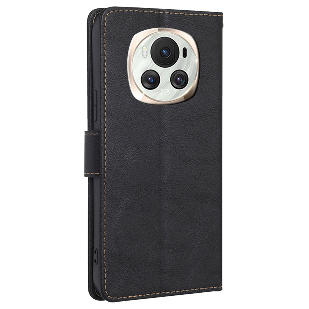 For Honor Magic6 5G Scratch-proof Case RFID Blocking PU Leather Wallet Phone Protector