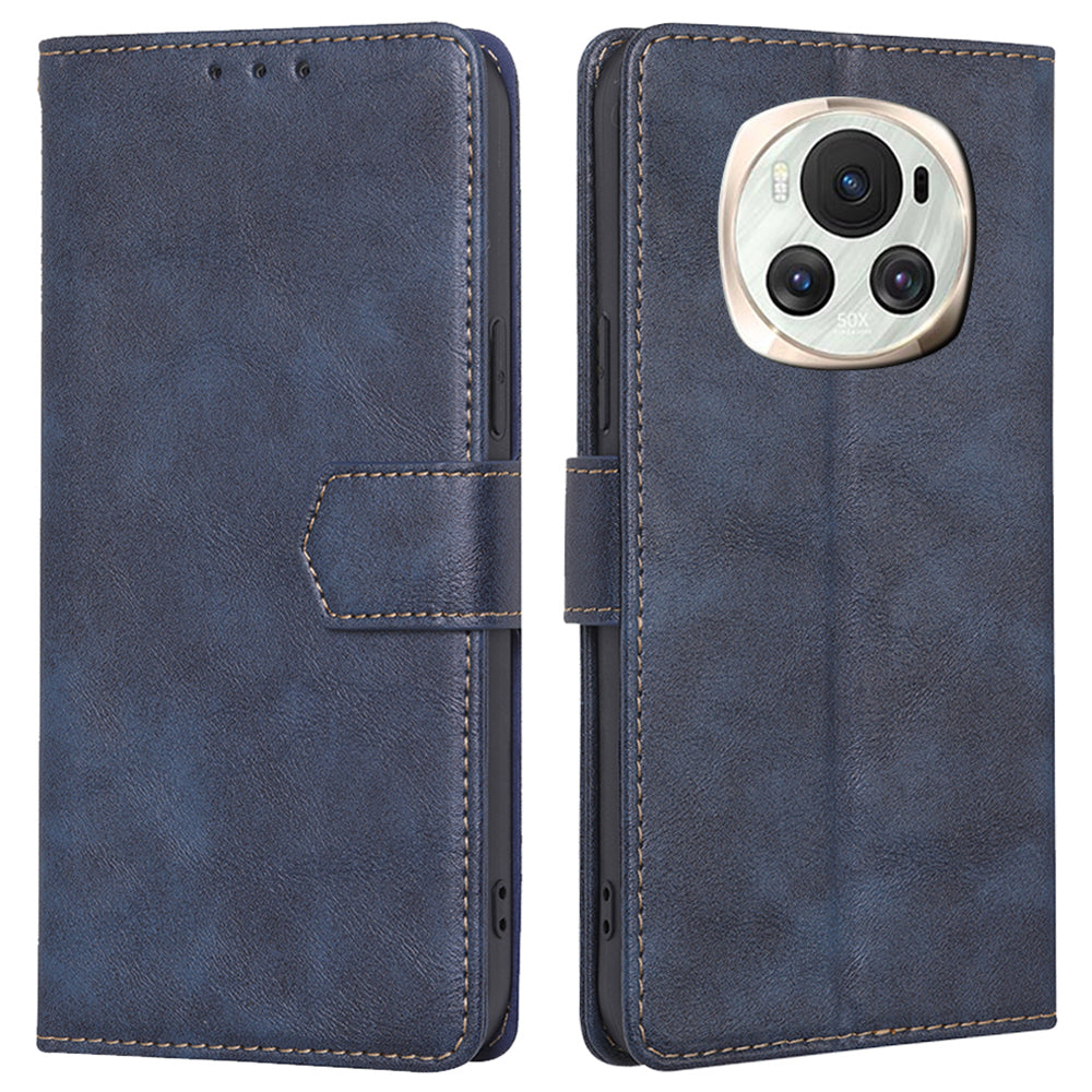 For Honor Magic6 5G Scratch-proof Case RFID Blocking PU Leather Wallet Phone Protector