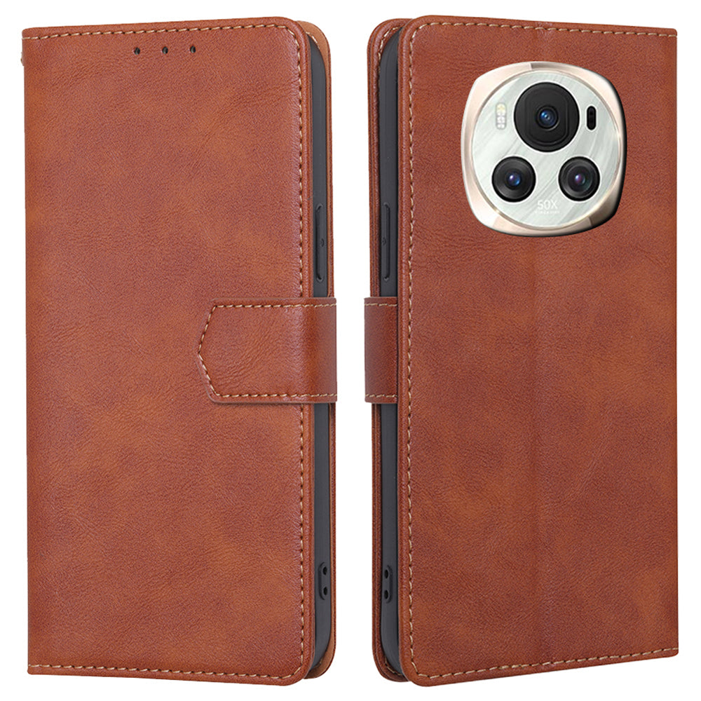 For Honor Magic6 5G Scratch-proof Case RFID Blocking PU Leather Wallet Phone Protector