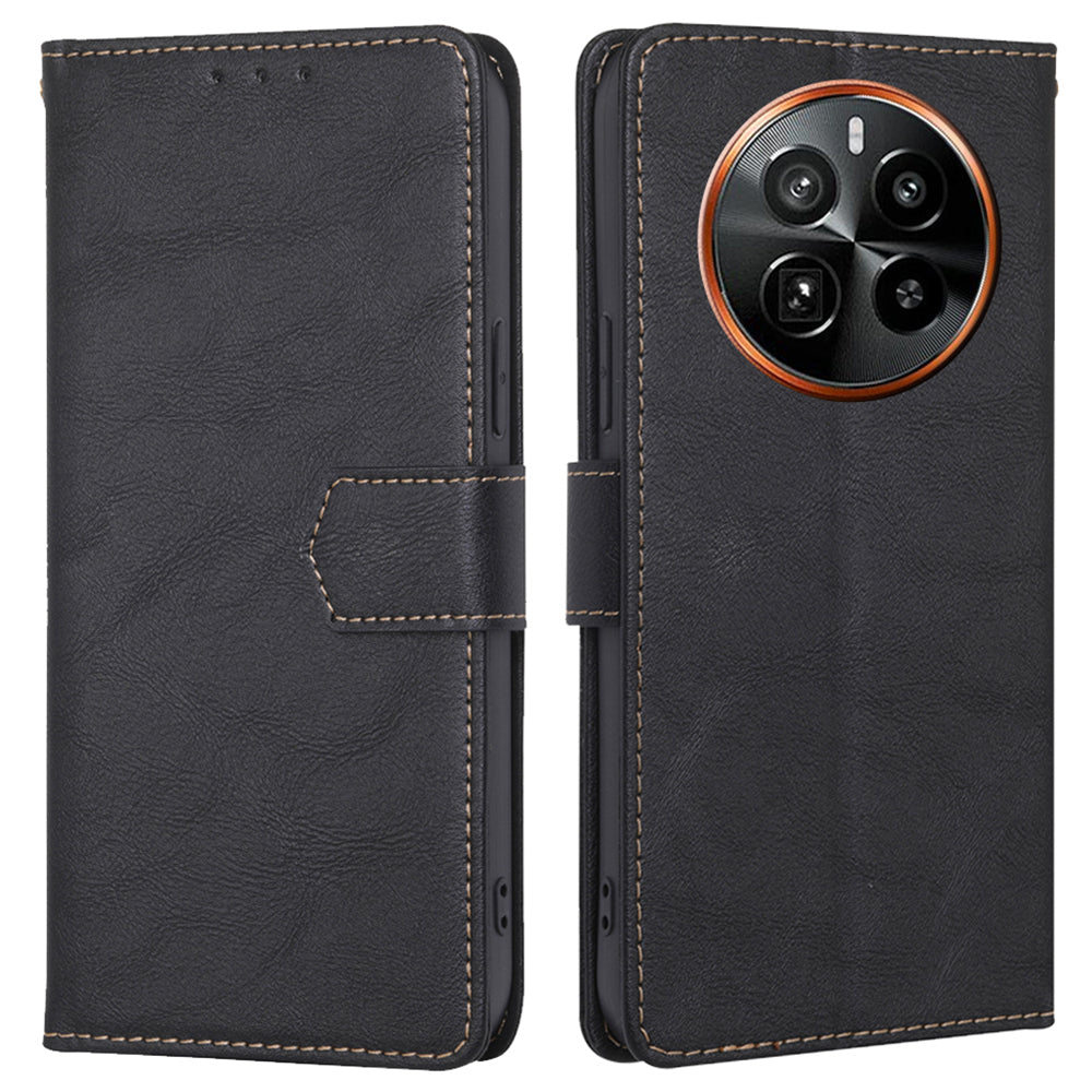 For Realme GT5 Pro 5G Cell Phone Cases Cowhide Texture RFID Blocking Wallet Cover
